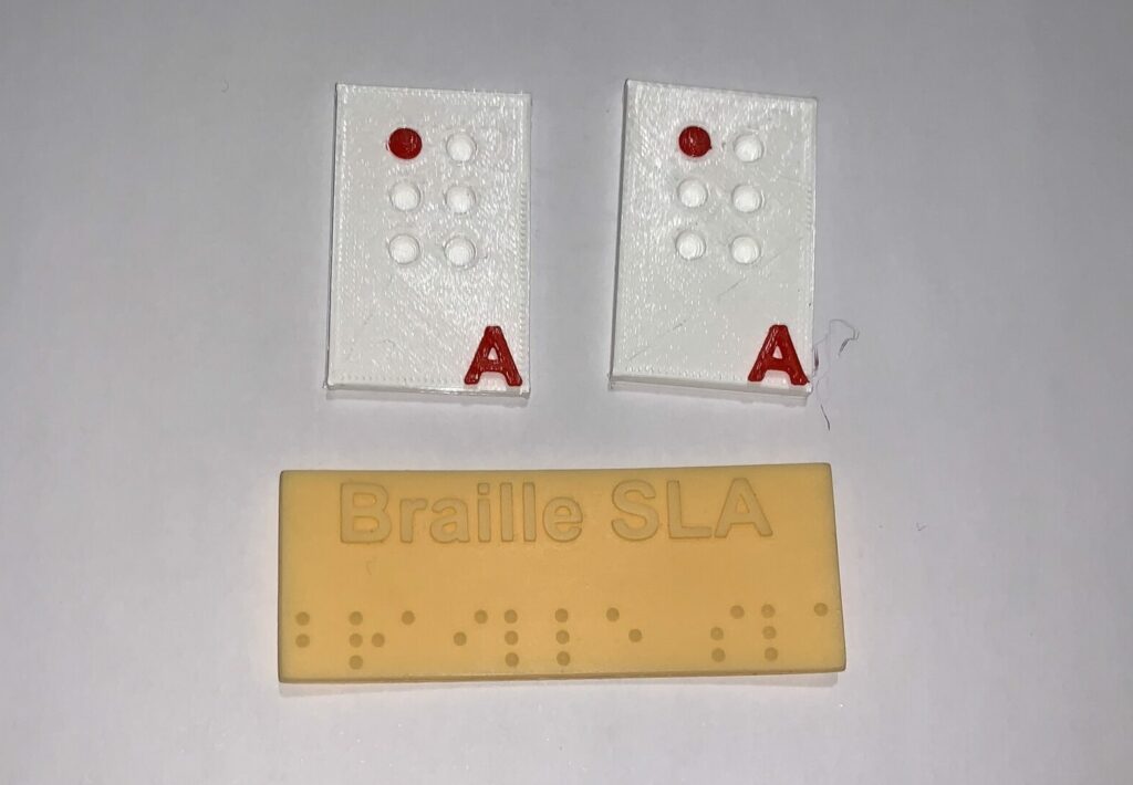 Example of printed braille text